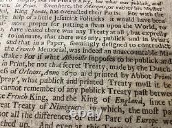1689 Extremely Rare New Observator Newspaper William & Mary Reign