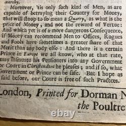 1690 Extremely Rare New Observator Newspaper William & Mary Reign