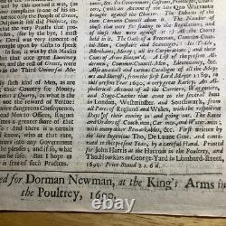 1690 Extremely Rare New Observator Newspaper William & Mary Reign