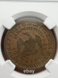 1837 Token James G. Moffet New York HT-296 NGC AU58 Extremely Rare-Only 3 Known