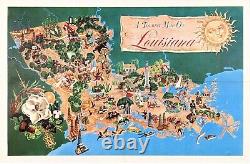 1930 Louisiana Map Wendt Andry New Orleans Oil Rigs Baton Rouge EXTREMELY RARE