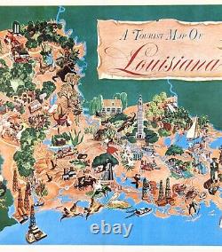 1930 Louisiana Map Wendt Andry New Orleans Oil Rigs Baton Rouge EXTREMELY RARE