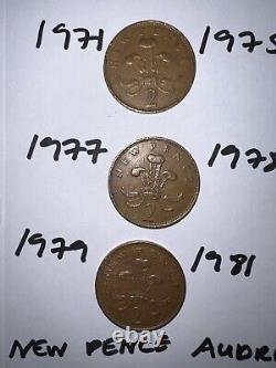 1971- 1981 New Pence 2p Extremely Rare Collection Collectors Investment