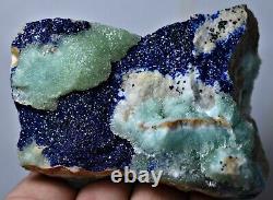 251 Gr Extremely Rare Aragonite, Blue Azurite Crystals On Matrix Helmand @AFG