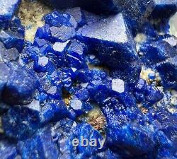 257 GR. Extremely Rare! Blue Hauyne Crystals Cluster On Matrix From Afghanistan