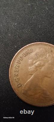 2p New Pence Error Extremely Rare 1980 New Pence/two Pence Mint Error