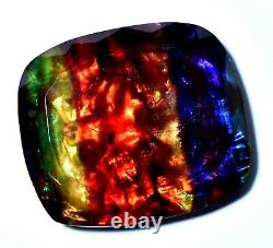 47.85 Ct Natural Multi Color Cushion Ammolite Extremely Rare AGL Certified Gem