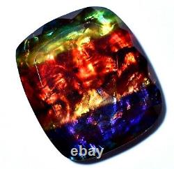 47.85 Ct Natural Multi Color Cushion Ammolite Extremely Rare AGL Certified Gem
