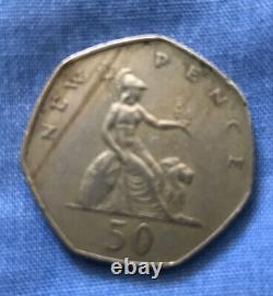 50p Large new pence coin shield of Britannia 1977 Extremely RARE COLLECTABLE
