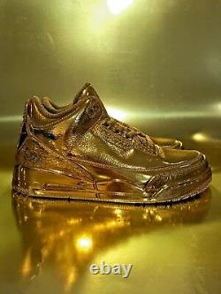 Air Jordan 3 Retro Custom 24k Plated GOLD Extremely Rare One of a Kind