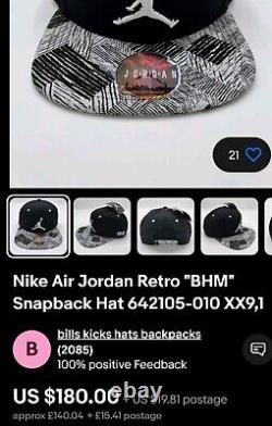 Air Jordan Nike BHM Jumpman Cap Hat $180 EXTREMELY RARE EXCLUSIVE! 2015 New