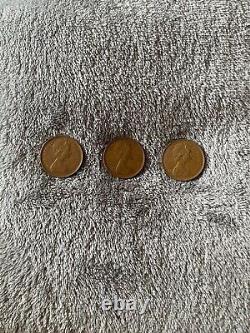 EXTREMELY RARE 1975, 1976, 1977 SET OF 3 NEW Pence 2p COIN Pre Decimal in 1983