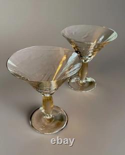 EXTREMELY RARE! 2 Villeroy & Boch New Cottage Martini Glasses / Amber Stems