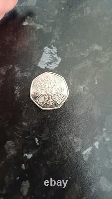 EXTREMELY RARE, King Charles III 50 pence coin shiny and new