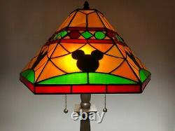 EXTREMELY RARE Mickey Mouse Mosaic Tiffany-Style Stained Glass Table Lamp-MINT