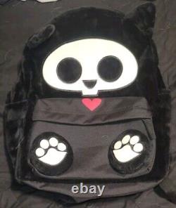 EXTREMELY RARE NEW GLOW IN THE DARK Skelanimals Kit Figural Fuzzy BLACK Backpack