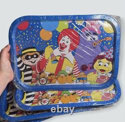 EXTREMELY RARE Vintage McDonald's Birthday Promotional Metal TV Diner Trays NEW