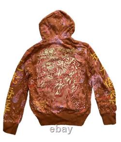 Ed Hardy by Christian Audigier Tiger Orange Hoodie Size M Extremely Rare NEW