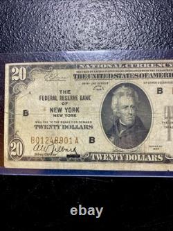 Extremely RARE ERROR 1929 $20 New York National Currency ALIGNMENT