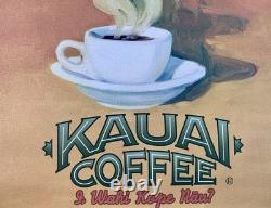 Extremely RARE New original never used Kauai coffee girl Genie art poster Hawaii