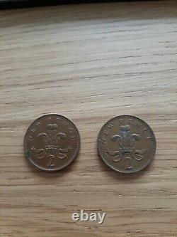 Extremely Rare 2x1981 2 New Pence Coin 1st Production Of New Pence Not Two Pence