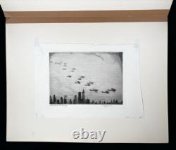 Extremely Rare Curtiss Hawks over New York 1930 Drypoint Etching Wayne L Davis