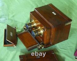 Extremely Rare Dallmeyer NEW BINOCULAR Sliding Box Stereo Camera Mahogany Brass