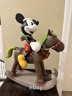 Extremely Rare Disney Mickey Mouse On Rocking Horse Big Fig Christmas Santa