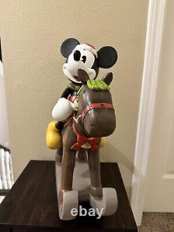 Extremely Rare Disney Mickey Mouse On Rocking Horse Big Fig Christmas Santa