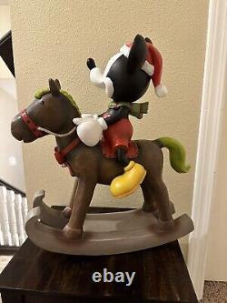 Extremely Rare Disney Mickey Mouse On Rocking Horse Big Fig Christmas Santa