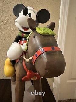 Extremely Rare Disney Mickey Mouse On Rocking Horse Big Fig Christmas Santa
