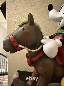 Extremely Rare Disney Mickey Mouse On Rocking Horse Big Fig Christmas Santa