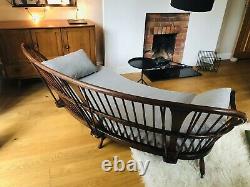 Extremely Rare Ercol Double Bow 3 Seater Sofa With New Cushions, Mid Century