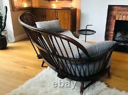Extremely Rare Ercol Double Bow 3 Seater Sofa With New Cushions, Mid Century