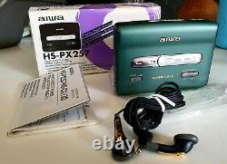 Extremely Rare Green Aiwa PX257 Walkman Super Bass Portable Cassette Player Boxd