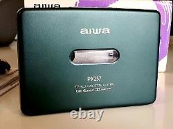 Extremely Rare Green Aiwa PX257 Walkman Super Bass Portable Cassette Player Boxd