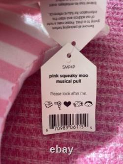 Extremely Rare Jelly Kitten Pink Squeaky Moo Musical Pull BRAND NEW
