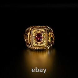 Extremely Rare Natural Unheated Ruby Diamond 18k Gold Mens Ring