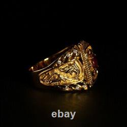 Extremely Rare Natural Unheated Ruby Diamond 18k Gold Mens Ring