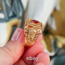 Extremely Rare Natural Unheated Ruby Diamond 18k Gold Mens Ring