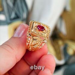 Extremely Rare Natural Unheated Ruby Diamond 18k Gold Mens Ring