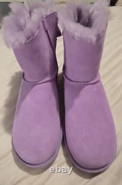 Extremely Rare Pastel Lilac Ugg Suede Bow Mini Size Uk 6 Brand New In Box