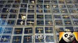 Extremely Rare Set of 100 Gold Plated Military Aircraft Plane by Danbury Mint