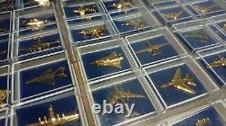 Extremely Rare Set of 100 Gold Plated Military Aircraft Plane by Danbury Mint