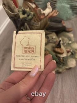 Extremely Rare Vintage Capidimonte Porcelain Statue- Hobbo With Pigeon