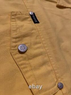 Extremely Rare Vintage Yellow Versace Denim Shirt Size Large Metal Medusa Button