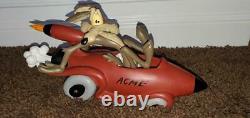 Extremely Rare Warner Bros Wile E. Coyote in an ACME Rocket Car Resin Statue