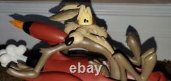 Extremely Rare Warner Bros Wile E. Coyote in an ACME Rocket Car Resin Statue