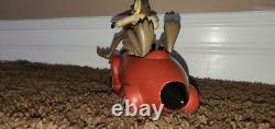 Extremely Rare Warner Bros Wile E. Coyote in an ACME Rocket Car Resin Statue