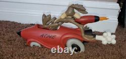 Extremely Rare Warner Bros Wile E. Coyote in an ACME Rocket Car Resin Statue